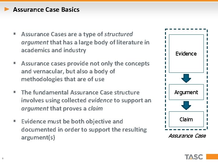 Assurance Case Basics § Assurance Cases are a type of structured argument that has