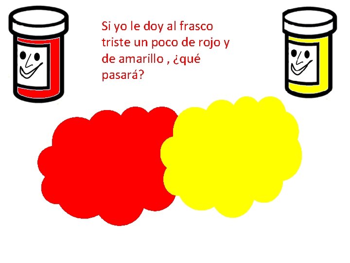 Si yo le doy al frasco triste un poco de rojo y de amarillo