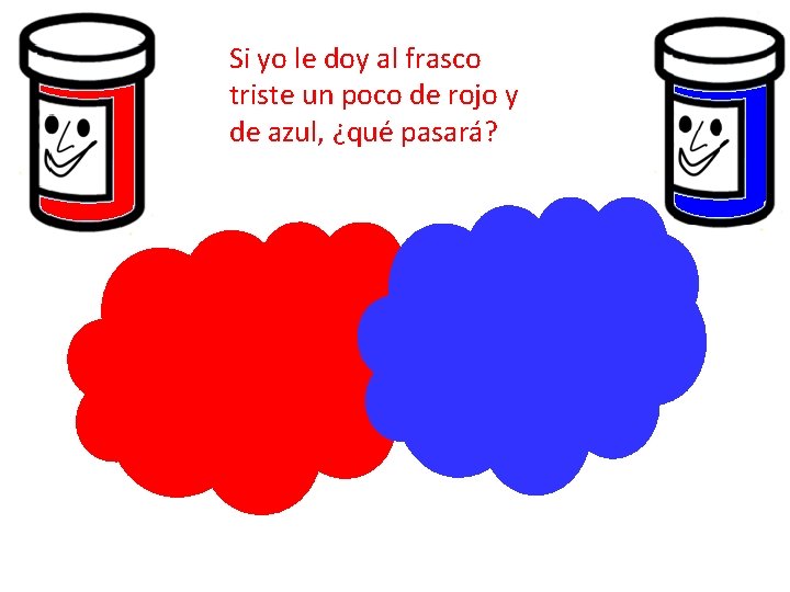 Si yo le doy al frasco triste un poco de rojo y de azul,