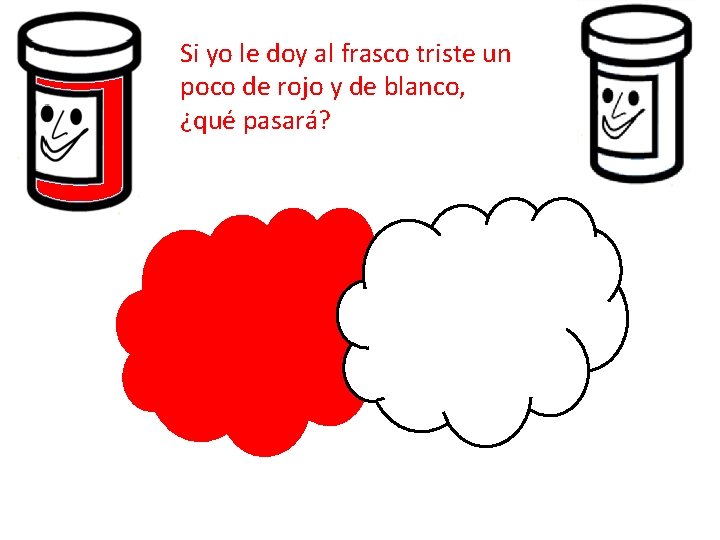 Si yo le doy al frasco triste un poco de rojo y de blanco,