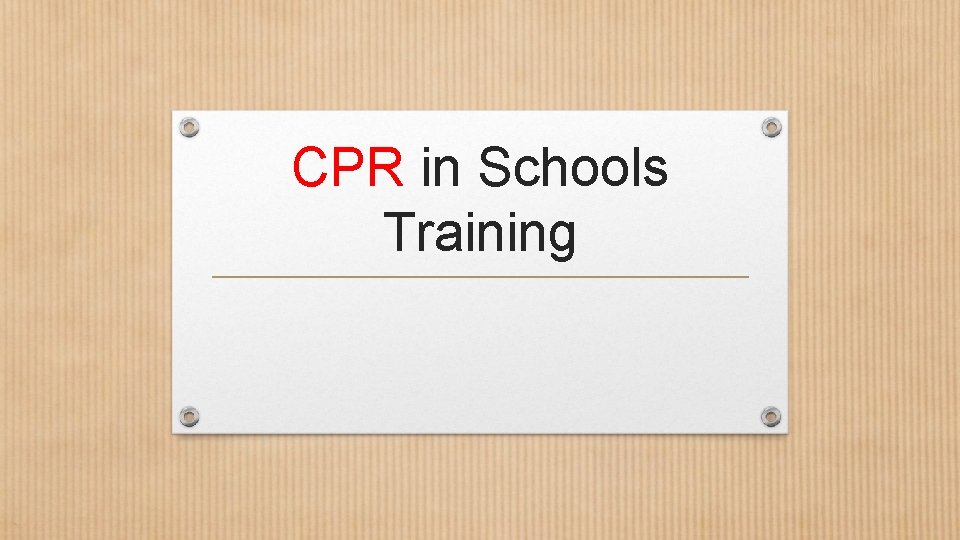 CPR in Schools Training 