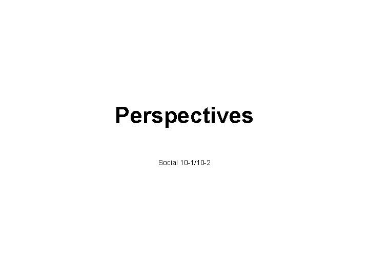 Perspectives Social 10 -1/10 -2 