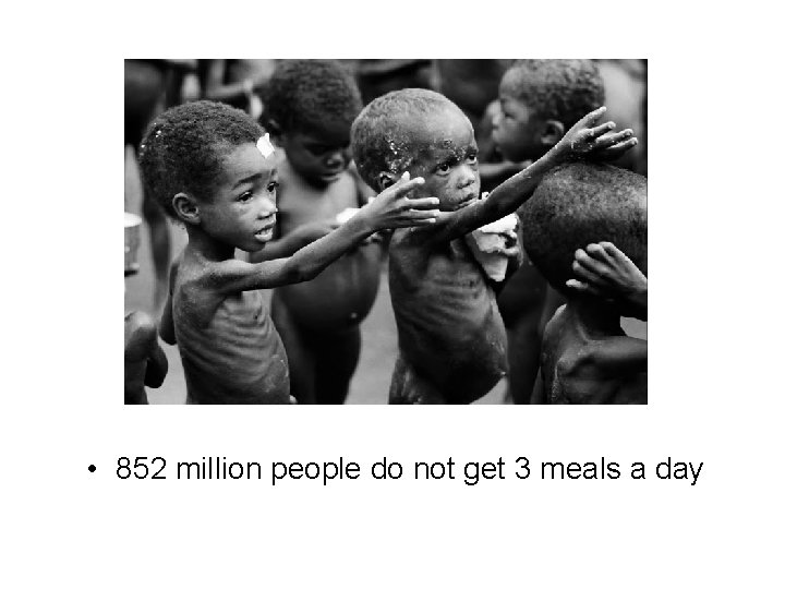  • 852 million people do not get 3 meals a day 