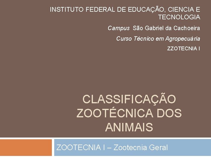 INSTITUTO FEDERAL DE EDUCAÇÃO, CIENCIA E TECNOLOGIA Campus São Gabriel da Cachoeira Curso Técnico