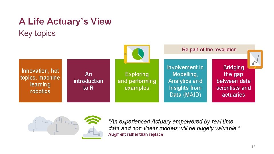 A Life Actuary’s View Key topics Be part of the revolution Innovation, hot topics,