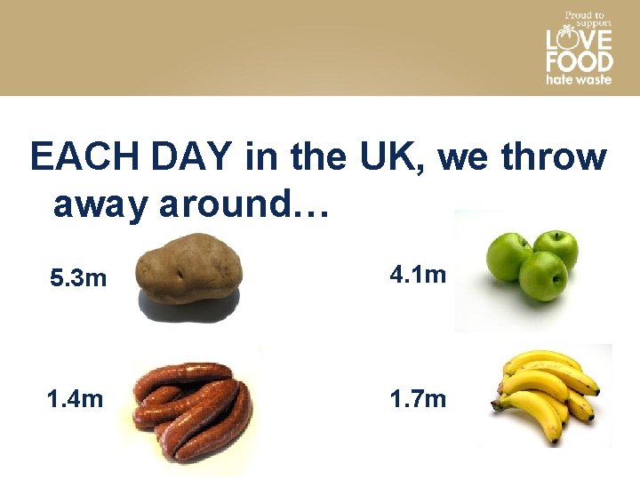 EACH DAY in the UK, we throw away around… 5. 3 m 4. 1
