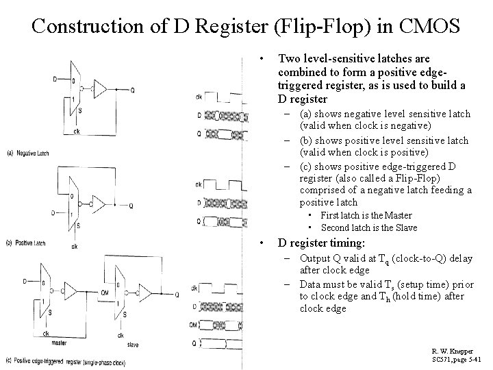 Construction of D Register (Flip-Flop) in CMOS • Two level-sensitive latches are combined to