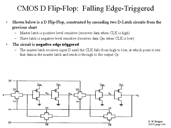 CMOS D Flip-Flop: Falling Edge-Triggered • Shown below is a D Flip-Flop, constructed by