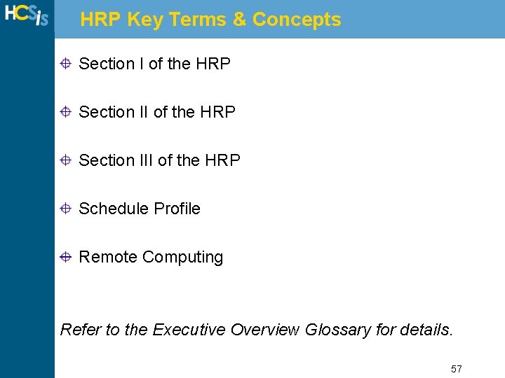 HRP Key Terms & Concepts Section I of the HRP Section III of the