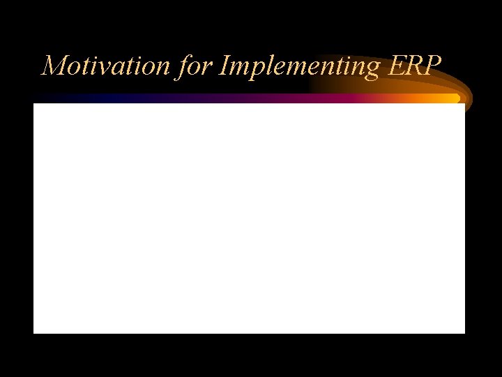 Motivation for Implementing ERP 