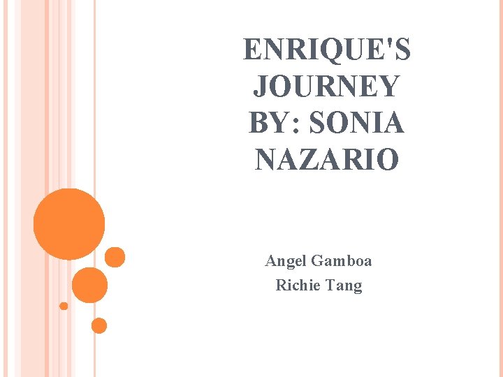 ENRIQUE'S JOURNEY BY: SONIA NAZARIO Angel Gamboa Richie Tang 