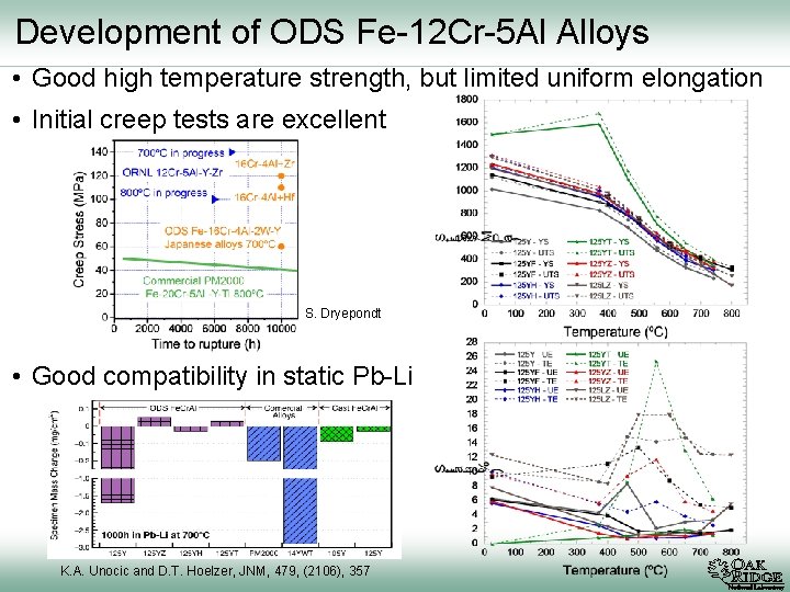Development of ODS Fe-12 Cr-5 Al Alloys • Good high temperature strength, but limited