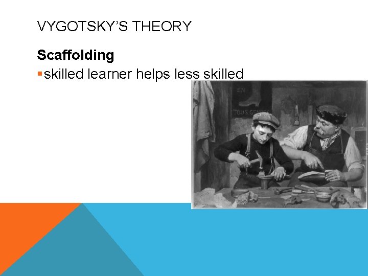 VYGOTSKY’S THEORY Scaffolding §skilled learner helps less skilled 