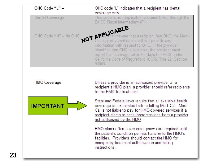 E NO IMPORTANT 23 BL A C I PL T AP 