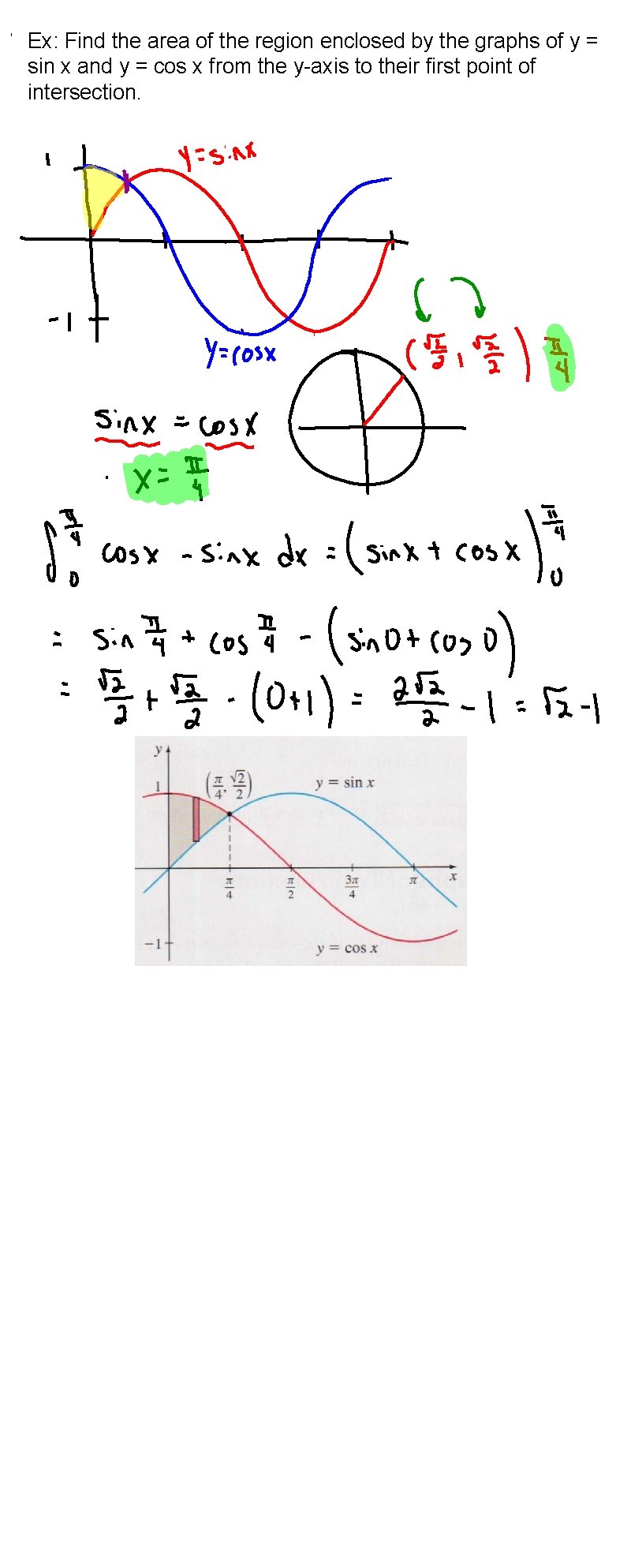 Ex: Find the area of the region enclosed by the graphs of y =