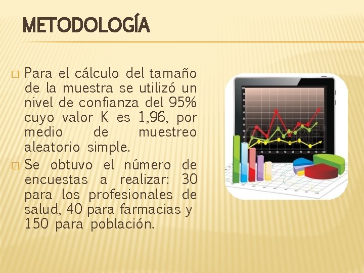 METODOLOGÍA Para el cálculo del tamaño de la muestra se utilizó un nivel de