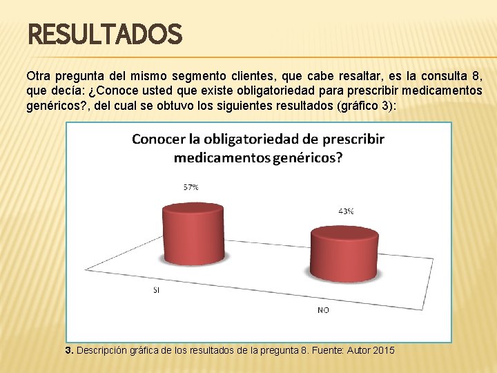 RESULTADOS Otra pregunta del mismo segmento clientes, que cabe resaltar, es la consulta 8,