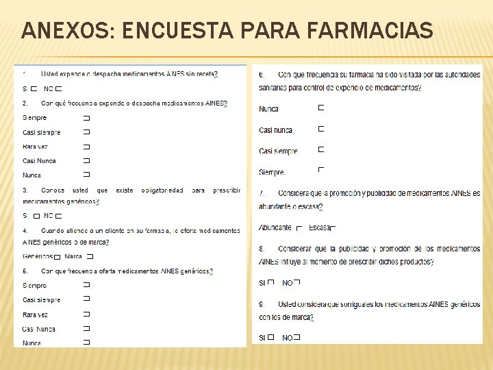 ANEXOS: ENCUESTA PARA FARMACIAS 