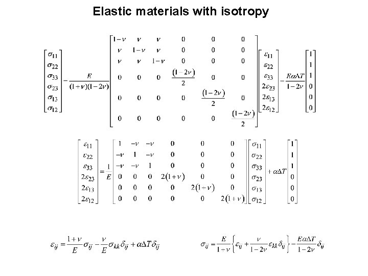 Elastic materials with isotropy 