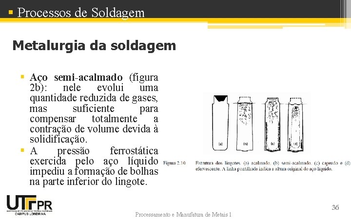 § Processos de Soldagem Metalurgia da soldagem § Aço semi-acalmado (figura 2 b): nele § Processos de Soldagem Metalurgia da soldagem § Aço semi-acalmado (figura 2 b): nele