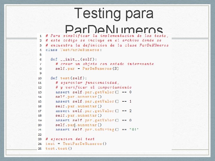 Testing para Par. De. Numeros 