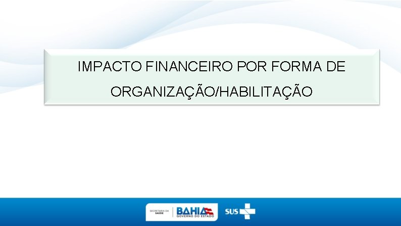 IMPACTO FINANCEIRO POR FORMA DE ORGANIZAÇÃO/HABILITAÇÃO 