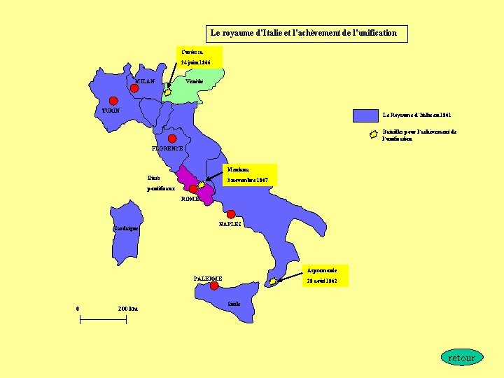 Le royaume d’Italie et l’achèvement de l’unification Custozza 24 juin 1866 MILAN Vénétie TURIN
