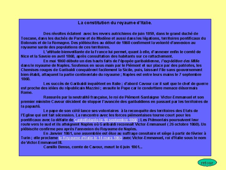 La constitution du royaume d’Italie. Des révoltes éclatent avec les revers autrichiens de juin