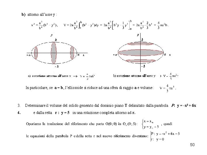 b) attorno all’asse y : In particolare, se a = b, l’ellissoide si riduce b) attorno all’asse y : In particolare, se a = b, l’ellissoide si riduce