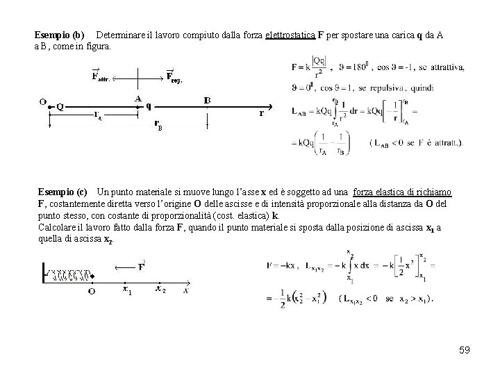 Esempio (b) Determinare il lavoro compiuto dalla forza elettrostatica F per spostare una carica Esempio (b) Determinare il lavoro compiuto dalla forza elettrostatica F per spostare una carica