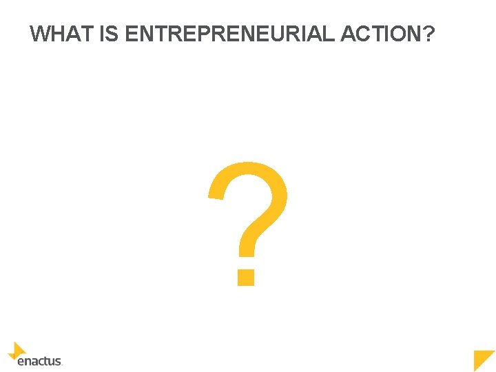 WHAT IS ENTREPRENEURIAL ACTION? ? 