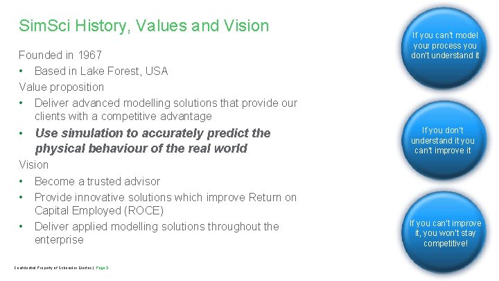 Sim. Sci History, Values and Vision Founded in 1967 • Based in Lake Forest,