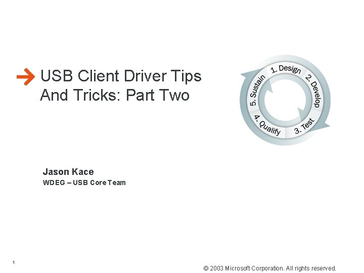 USB Client Driver Tips And Tricks: Part Two Jason Kace WDEG – USB Core