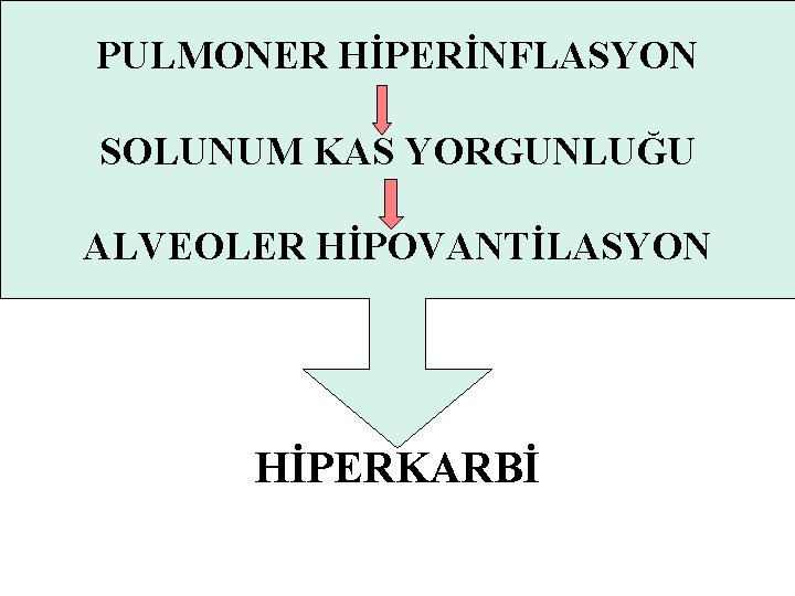 PULMONER HİPERİNFLASYON SOLUNUM KAS YORGUNLUĞU ALVEOLER HİPOVANTİLASYON HİPERKARBİ PULMONER HİPERİNFLASYON SOLUNUM KAS YORGUNLUĞU ALVEOLER HİPOVANTİLASYON HİPERKARBİ