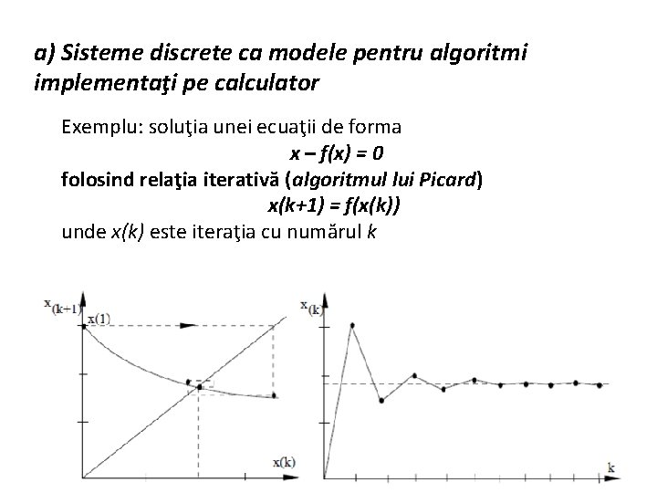 a) Sisteme discrete ca modele pentru algoritmi implementaţi pe calculator Exemplu: soluţia unei ecuaţii