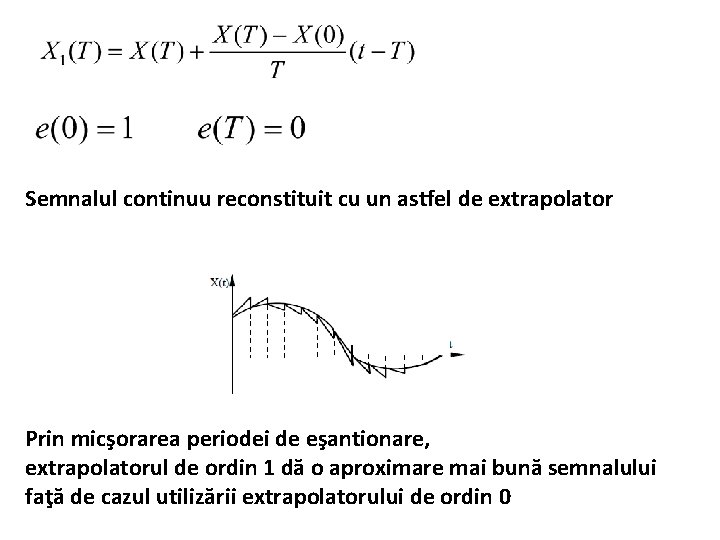 Semnalul continuu reconstituit cu un astfel de extrapolator Prin micşorarea periodei de eşantionare, extrapolatorul