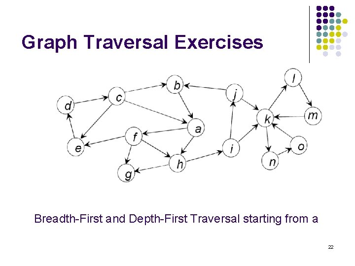 Graph Traversal Exercises Breadth-First and Depth-First Traversal starting from a 22 