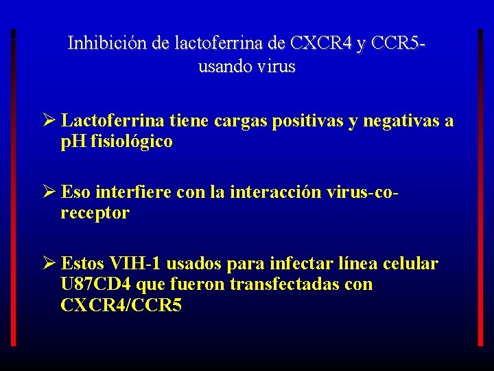Inhibición de lactoferrina de CXCR 4 y CCR 5 usando virus Ø Lactoferrina tiene