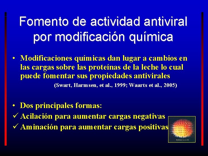 Fomento de actividad antiviral por modificación química • Modificaciones químicas dan lugar a cambios