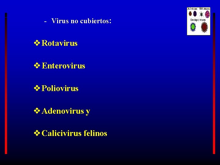 - Virus no cubiertos: v Rotavirus v Enterovirus v Poliovirus v Adenovirus y v