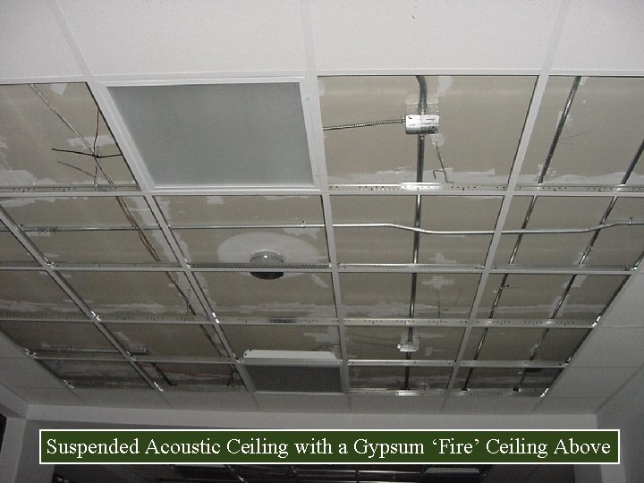 Suspended Acoustic Ceiling with a Gypsum ‘Fire’ Ceiling Above 