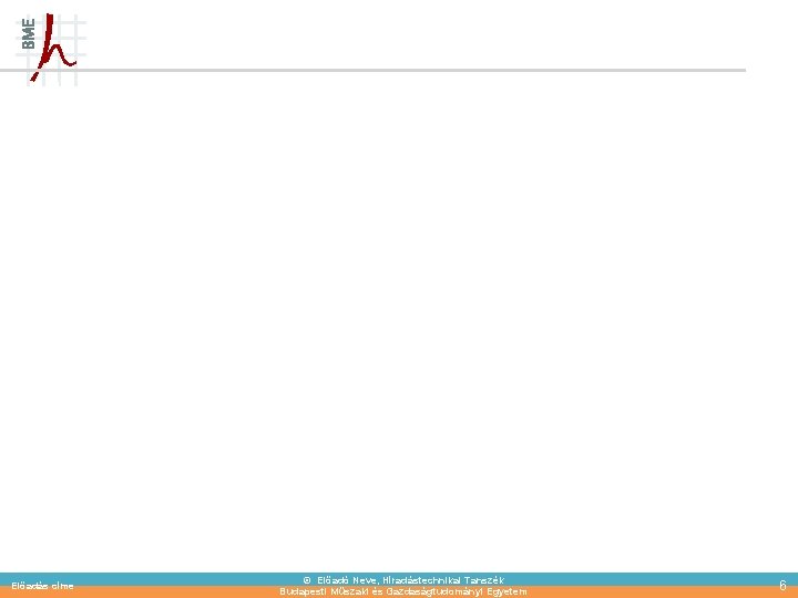 Előadás címe © Előadó Neve, Híradástechnikai Tanszék Budapesti Műszaki és Gazdaságtudományi Egyetem 6 