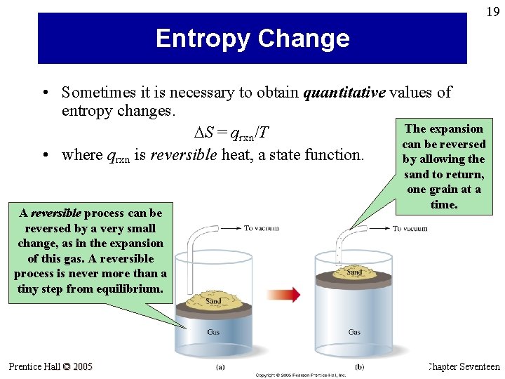 19 Entropy Change • Sometimes it is necessary to obtain quantitative values of entropy