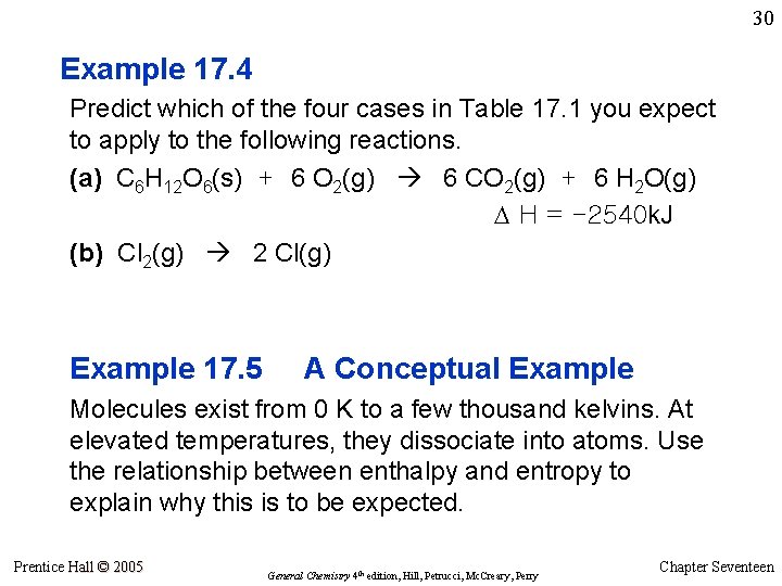 30 Example 17. 4 Predict which of the four cases in Table 17. 1