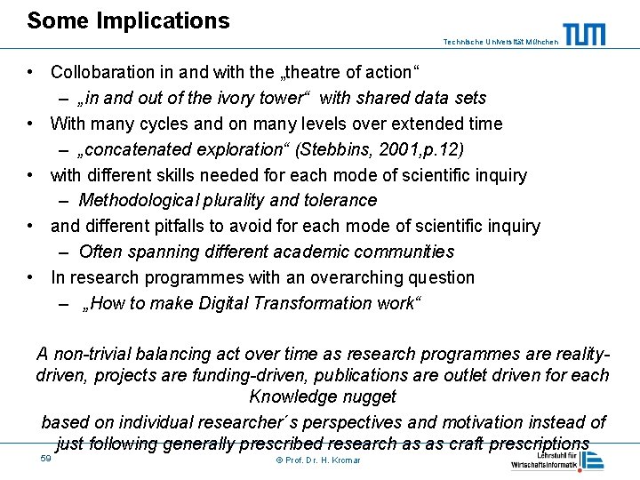 Some Implications Technische Universität München • Collobaration in and with the „theatre of action“