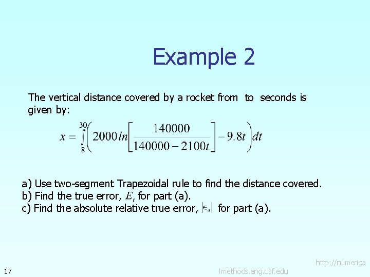 Example 2 The vertical distance covered by a rocket from to seconds is given