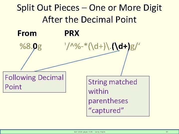 Split Out Pieces – One or More Digit After the Decimal Point From %8.