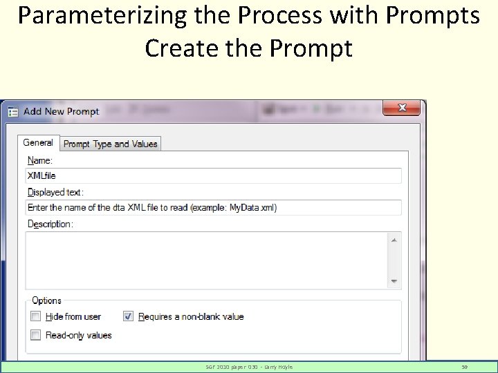 Parameterizing the Process with Prompts Create the Prompt SGF 2010 paper 030 - Larry