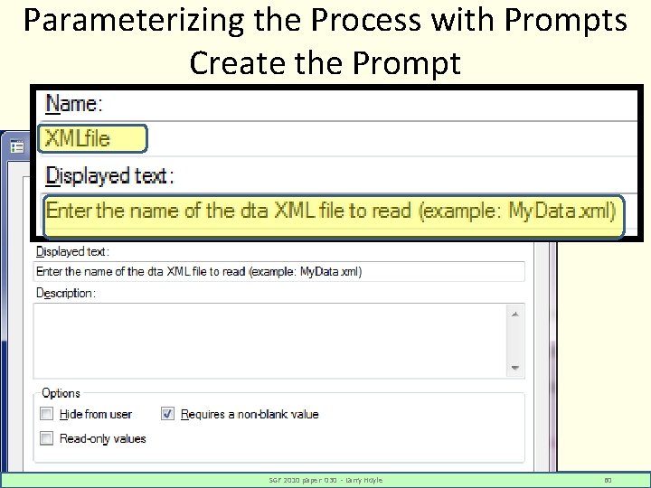 Parameterizing the Process with Prompts Create the Prompt SGF 2010 paper 030 - Larry