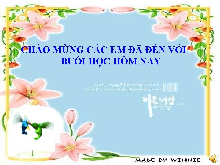 CHÀO MỪNG CÁC EM ĐÃ ĐẾN VỚI BUỔI HỌC HÔM NAY 